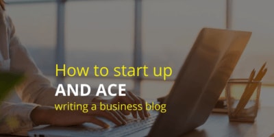 Title image for article on starting a business blog